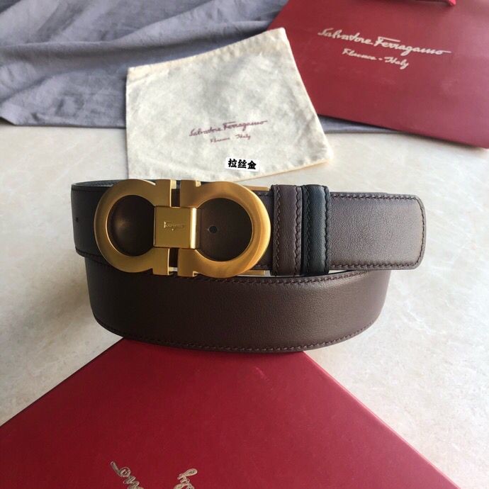 Ferragamo Men s Cowhide Black Reversible Usable Classic Timeless Buckle Belt 3.5cm