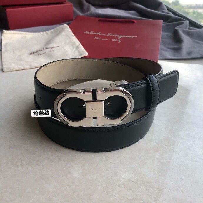 Ferragamo Gancio leather 3.5 belt with metal buckle