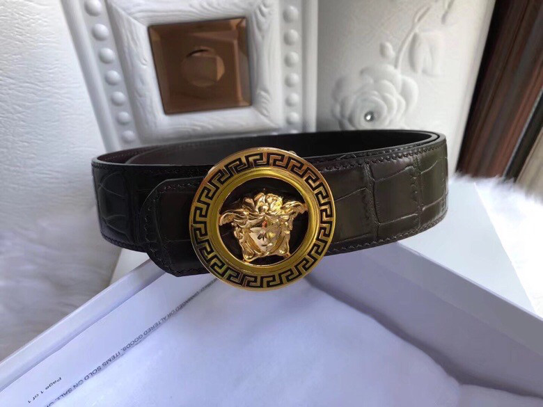 Versace Gianni Versace stainless steel Dussa beauty head buckle men s 3.8cm belt