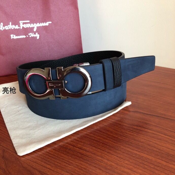 Ferragamo Men s 3.5cm leather belt with metal buckle