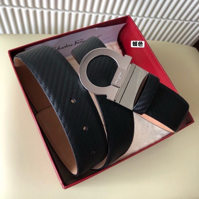 Ferragamo Men s 3.5cm Exquisite Fira Semicircle Rotating Metal Buckle Cowhide Belt