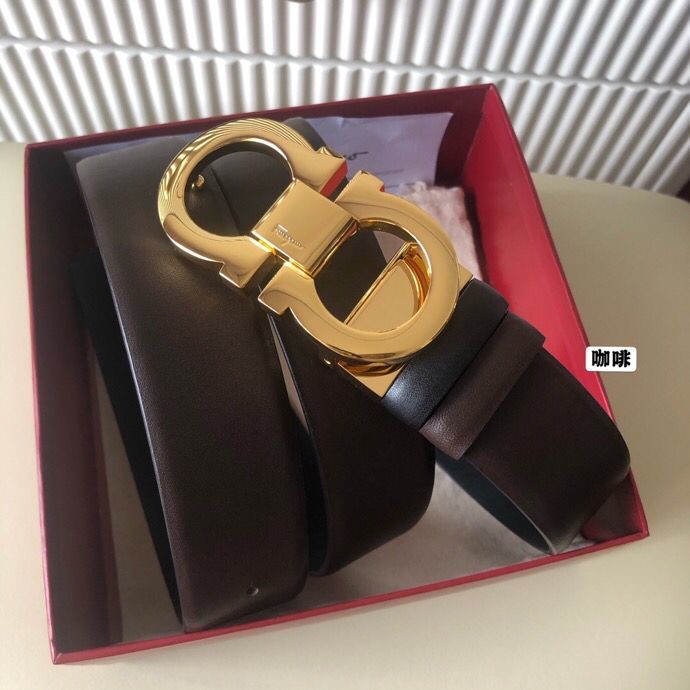 Ferragamo Men s 3.5cm leather belt with metal buckle