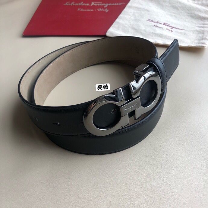 Ferragamo Men s 3.5cm Classic Double Buckle Leather Bottom Belt