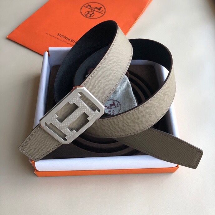 Hermes Men s 3.8cm Royal Metal Buckle Stainless Steel Reversible Leather Belt