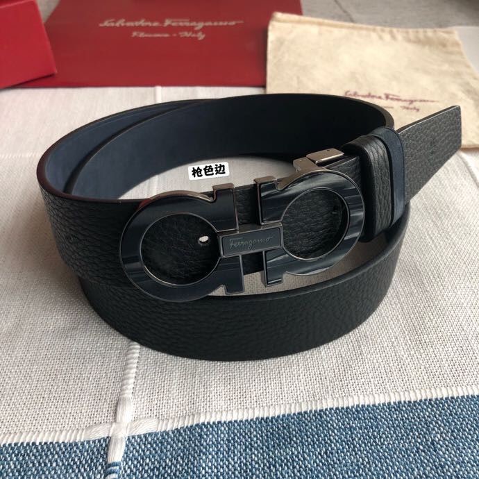 Ferragamo Men s 3.5cm Stainless Steel Gancini Metal Buckle Cowhide Suede Belt