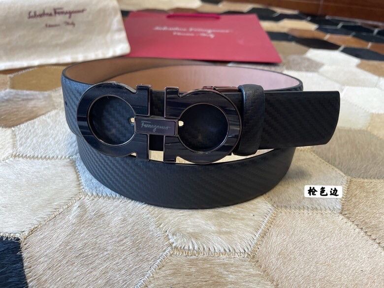 Ferragamo Men s 3.5cm Stainless Steel Gancini Metal Buckle Leather Bottom Belt