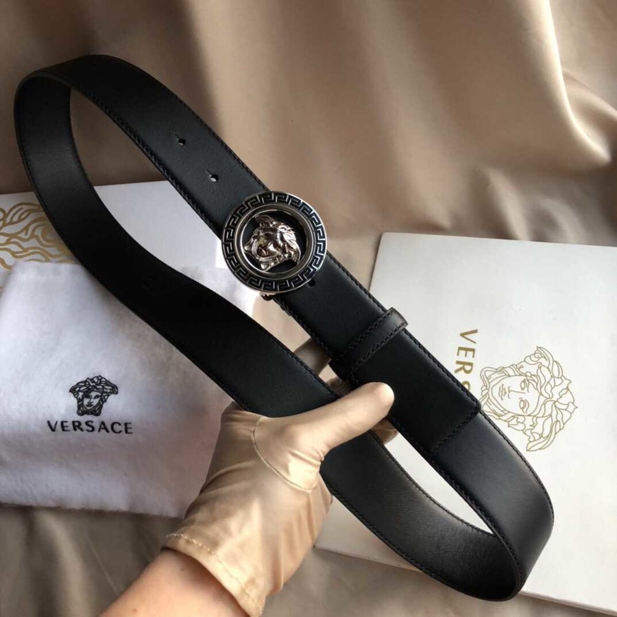 Versace Classic logo stainless steel Medusa metal buckle Reversible leather belt 3.8cm