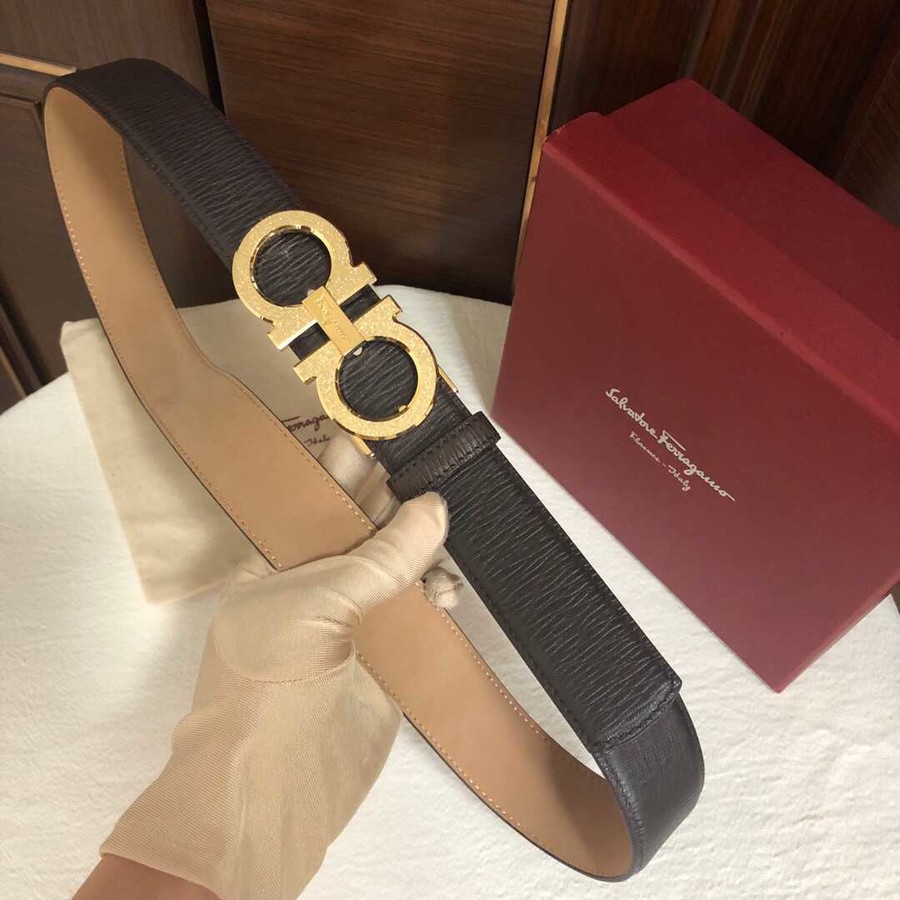 Ferragamo Men s 3.5cm stainless steel metal buckle leather nubuck inner belt