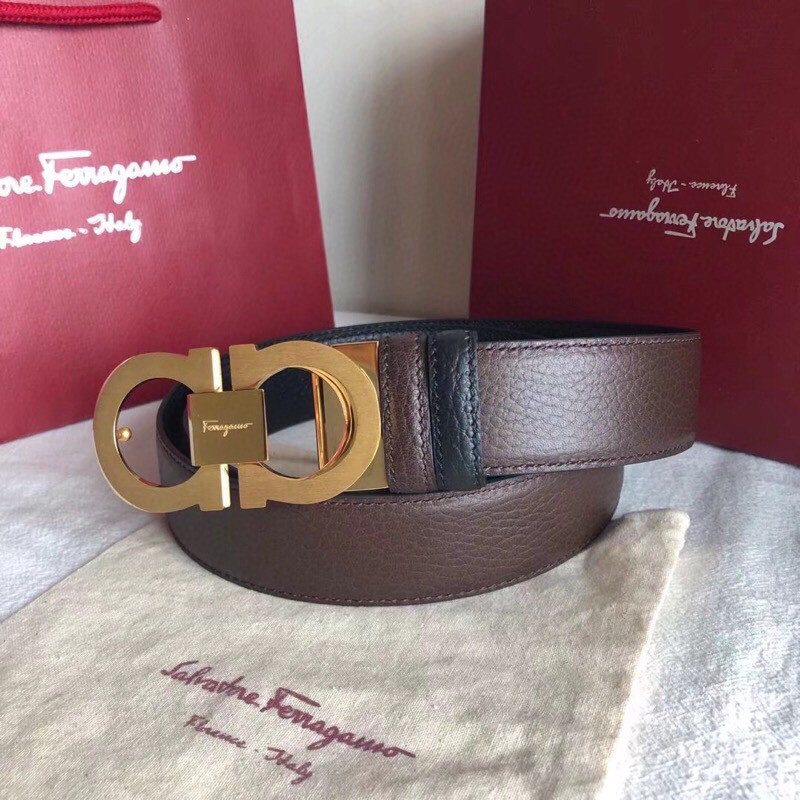 Ferragamo Men s 3.5cm Stainless Steel Metal Buckle Cowhide Reversible Belt
