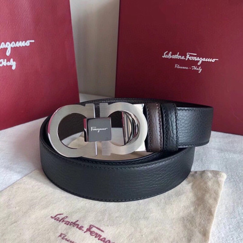 Ferragamo Men s 3.5cm Stainless Steel Metal Buckle Cowhide Reversible Belt
