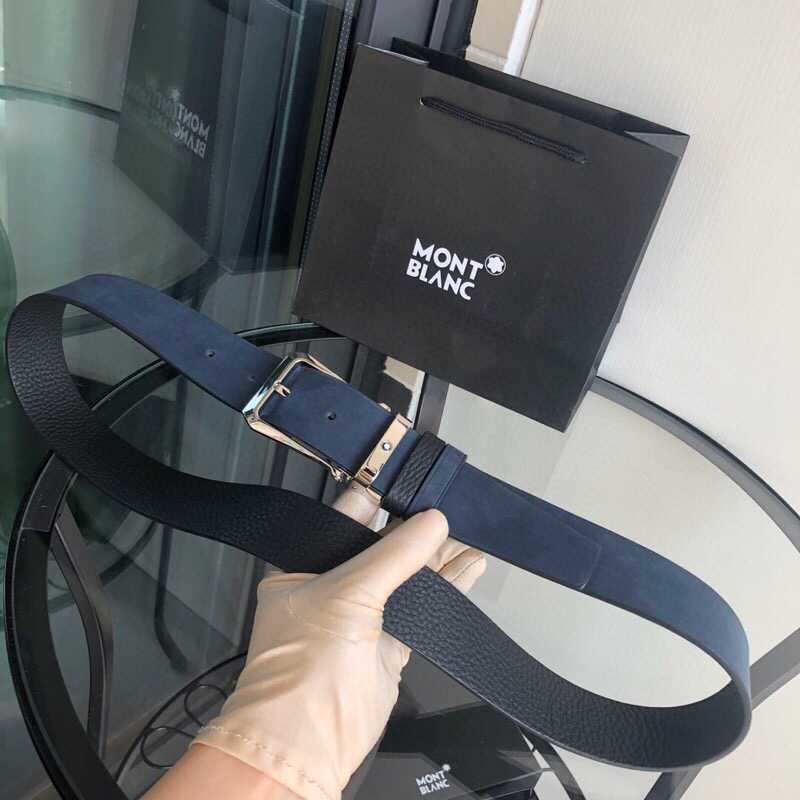 MontBlanc Suede Color Change Leather Cowhide 3.5cm Reversible Belt
