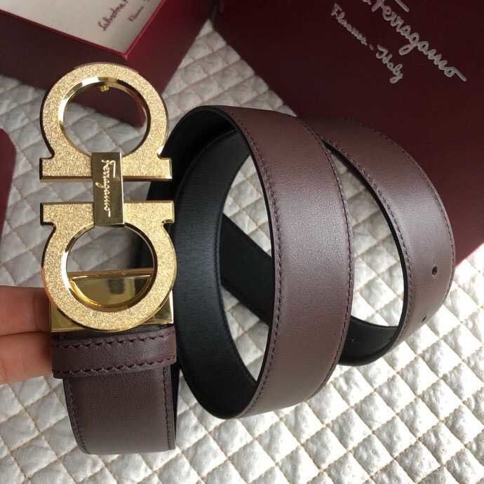 Ferragamo Men s 3.5cm Reversible Leather Belt with Stainless Steel Metal Buckle