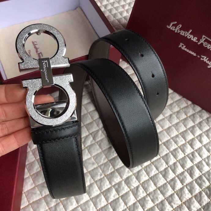 Ferragamo Men s 3.5cm Reversible Leather Belt with Stainless Steel Metal Buckle