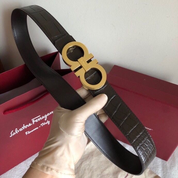 Ferragamo Men s 3.5cm exquisite metal buckle belt