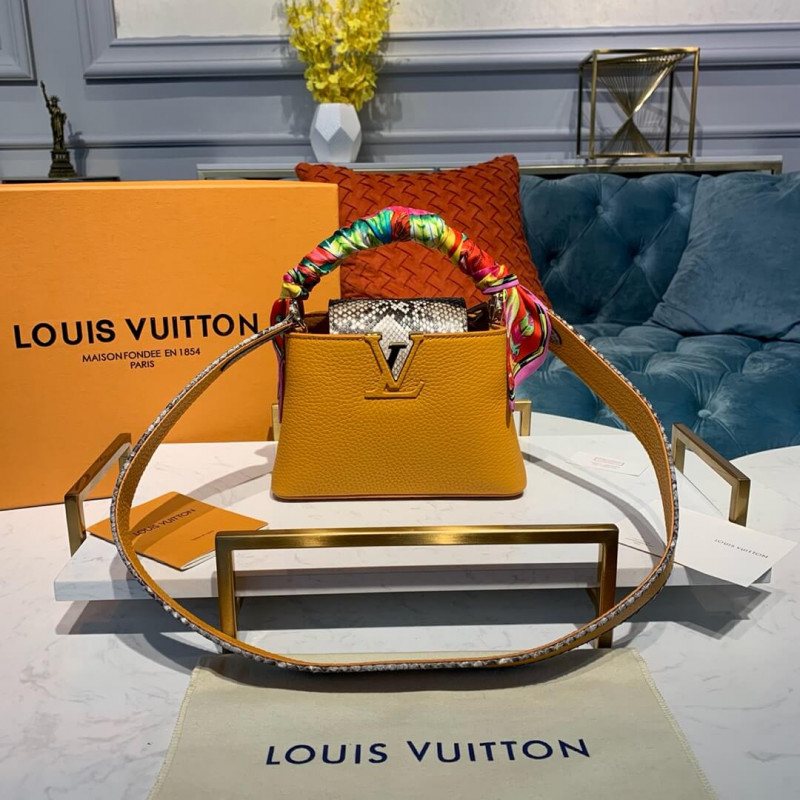 Louis Vuitton Taurillon And Python Leather Capucines Mini N97075