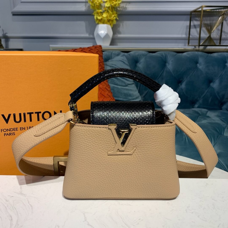 Louis Vuitton Taurillon And Python Leather Capucines Mini N97075