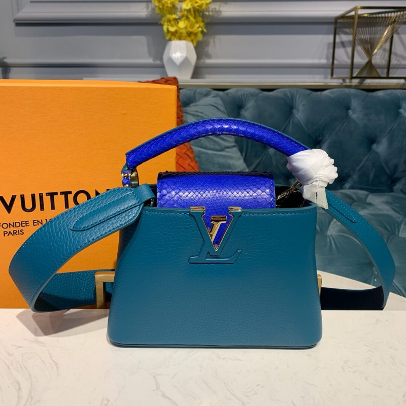 Louis Vuitton Taurillon And Python Leather Capucines Mini N97075