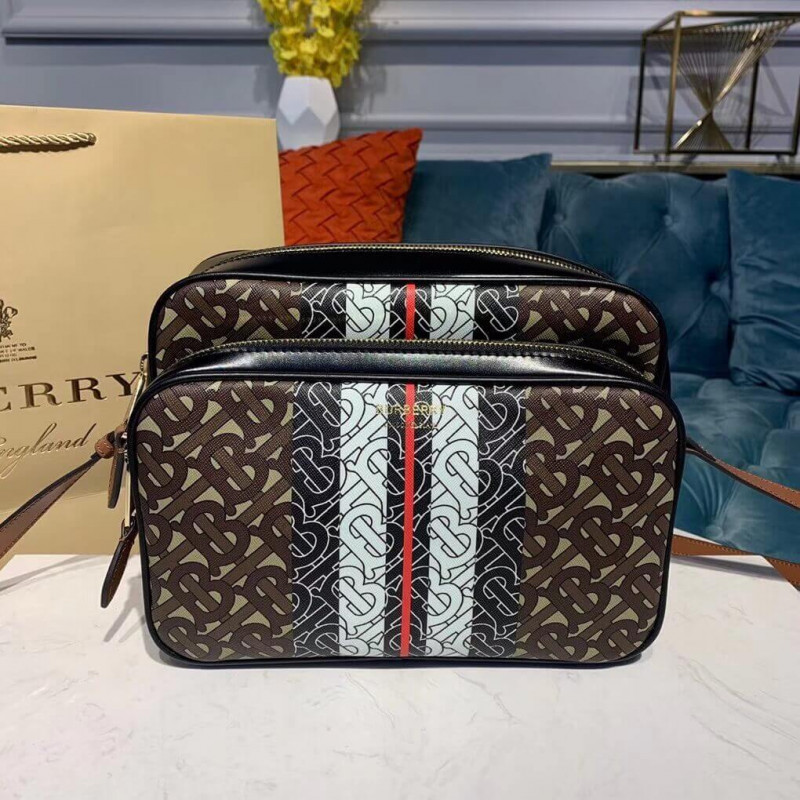 Burberry Medium Monogram Stripe E-canvas Camera Bag 80193761