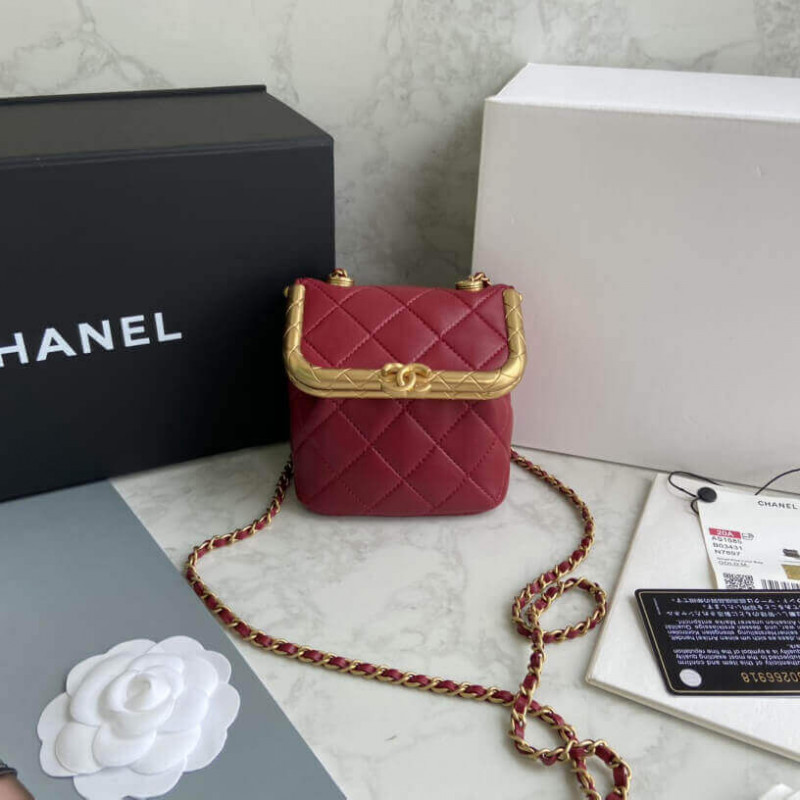 Chanel Small Lambskin Kiss-Lock Bag AS1885