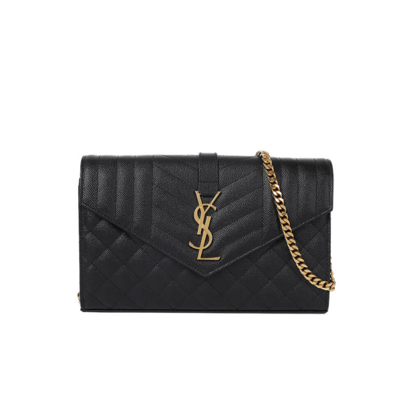 YSL Saint Laurent Monogram Chain Wallet In Mix Matelasse Grain Leather 620280