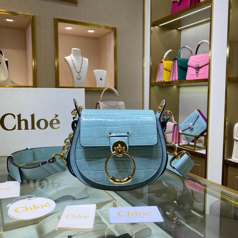 Chloe Small Tess Bag In Embossed Croco A876