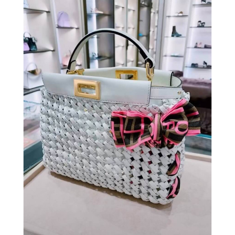 Fendi Peekaboo Iconic Mini Leather Interlace Bag 8BN244