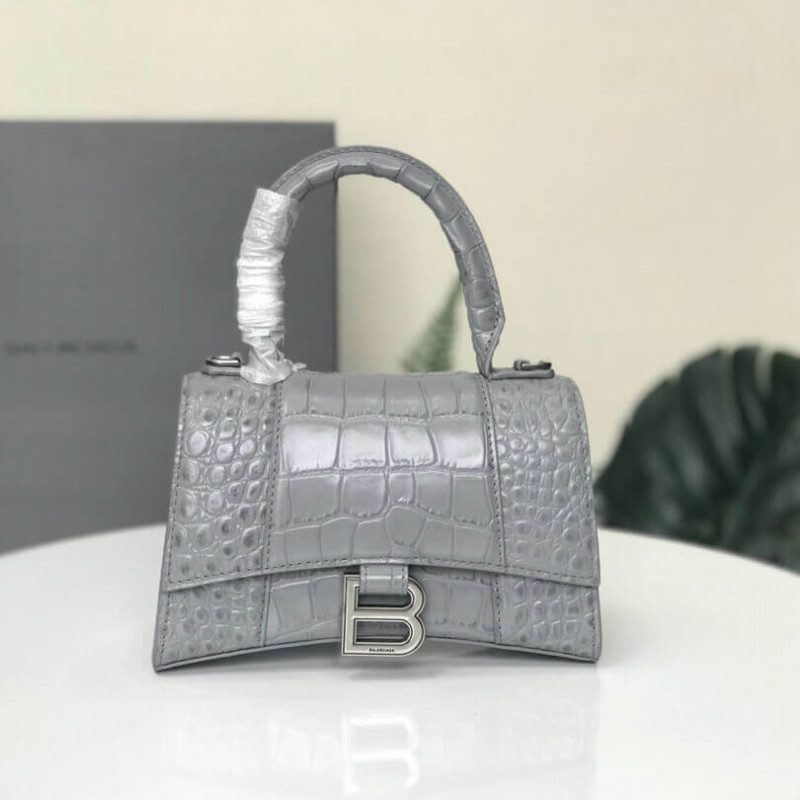 Balenciaga Hourglass XS Croc-Effect Leather Tote