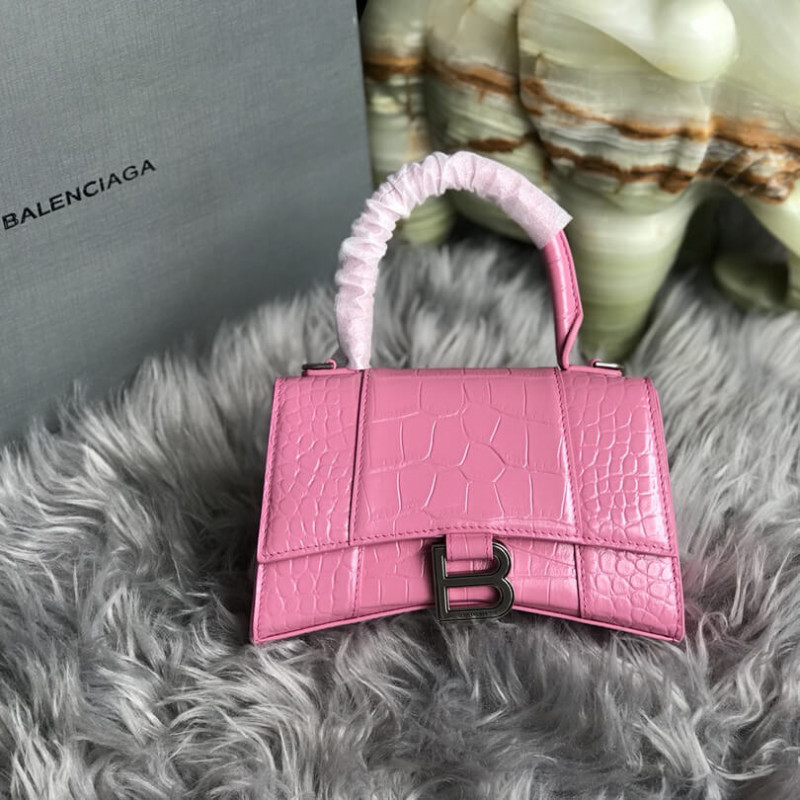 Balenciaga Hourglass XS Croc-Effect Leather Tote