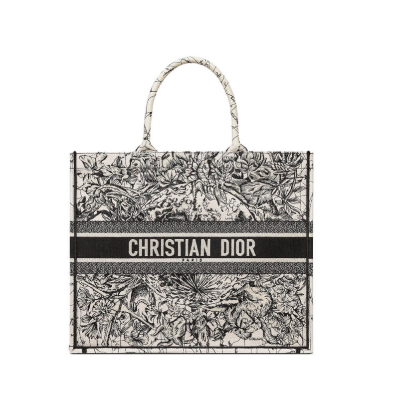 Dior Small Book Tote in Latte Multicolor Zodiac Embroidery M1296