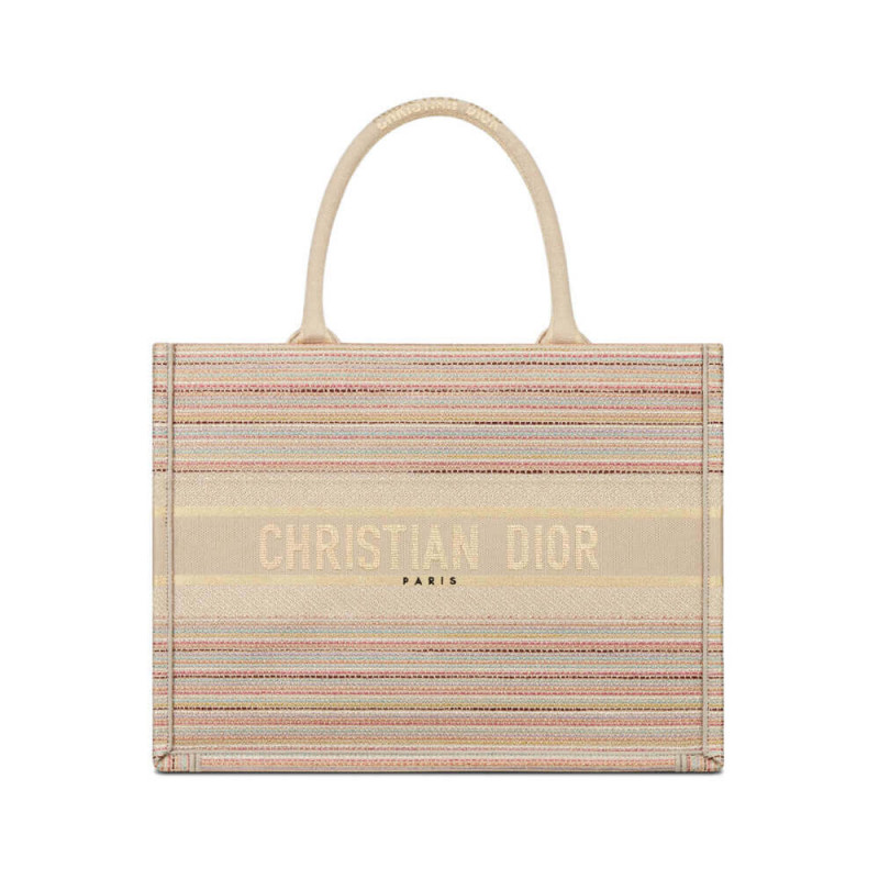 Dior Small Book Tote Multicolor Stripes Embroidery M1296