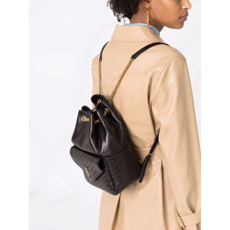 YSL Saint Laurent Joe Backpack 672609 In Black Lambskin