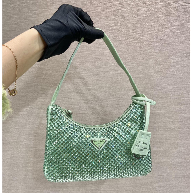 Prada Satin Mini-Bag With Artificial Crystals 1NE515