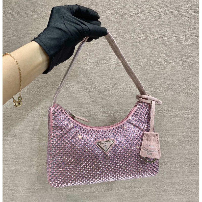 Prada Satin Mini-Bag With Artificial Crystals 1NE515