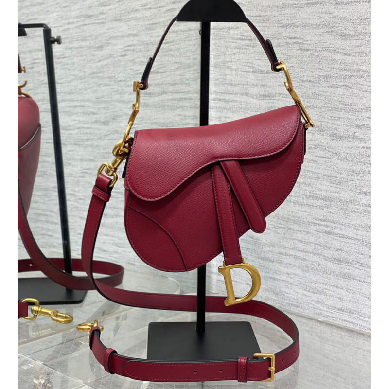 Dior Mini Saddle Bag with Strap Grained Calfskin M0456