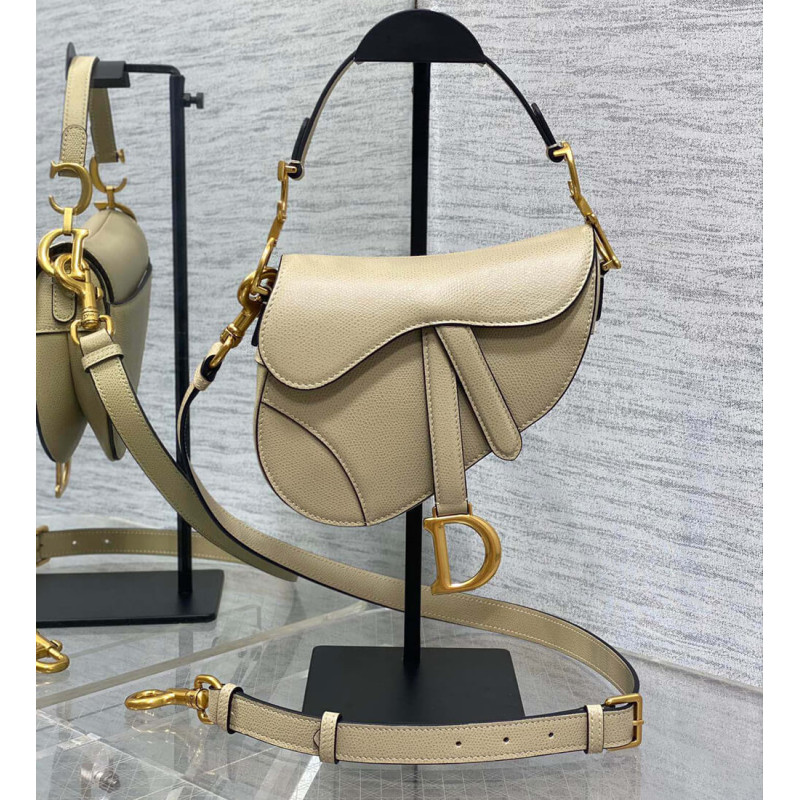 Dior Mini Saddle Bag with Strap Grained Calfskin M0456
