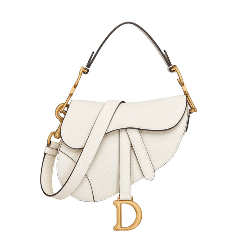 Dior Mini Saddle Bag with Strap Grained Calfskin M0456