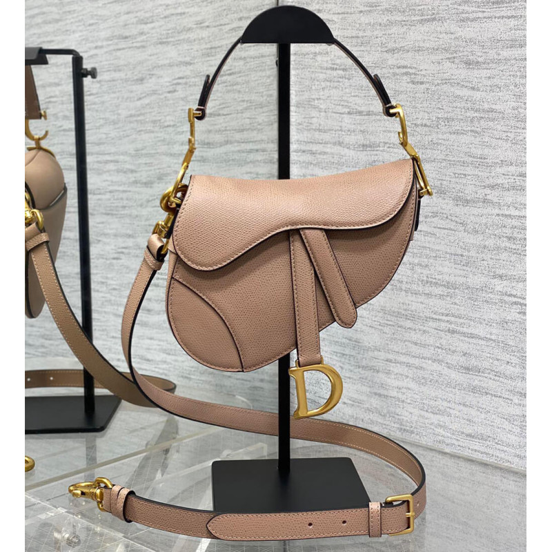 Dior Mini Saddle Bag with Strap Grained Calfskin M0456
