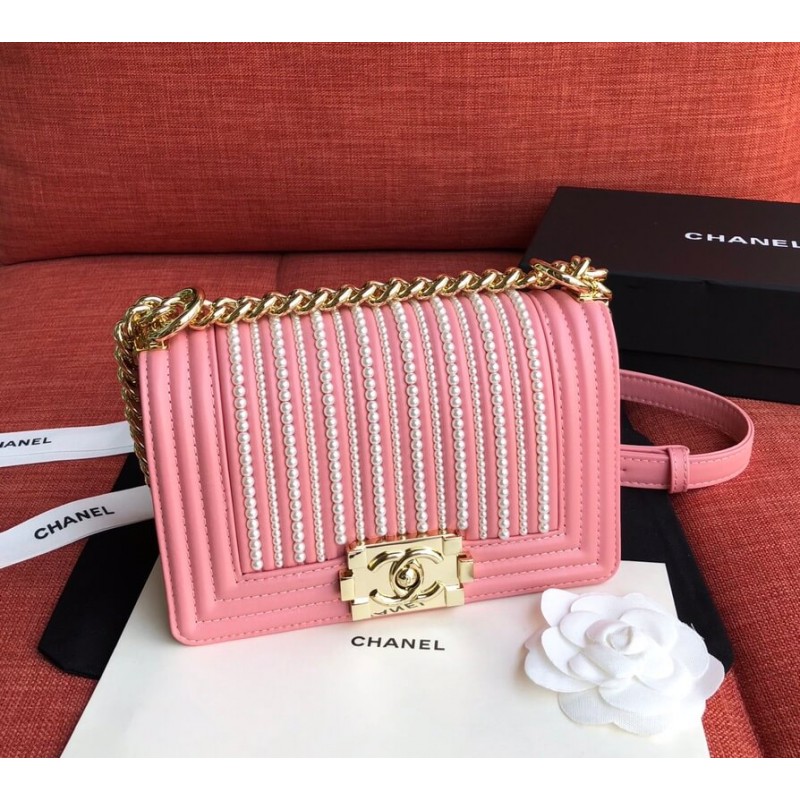 Chanel Imitation Pearls Small Boy Chanel Handbag A67085
