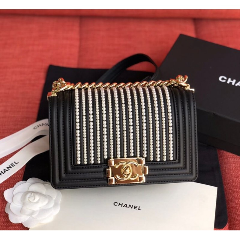 Chanel Imitation Pearls Small Boy Chanel Handbag A67085