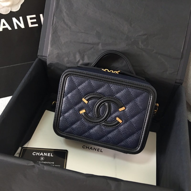 Chanel Quilted Caviar Small Vanity Case A93342