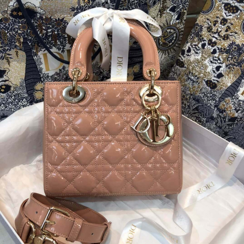 Christian Dior Patent Calfskin Small Lady Dior Bag M0531