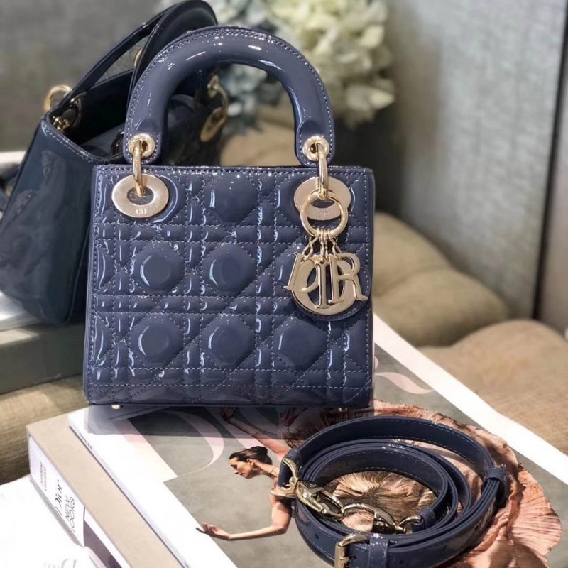 Christian Dior Patent Calfskin Mini Lady Dior Bag M0505