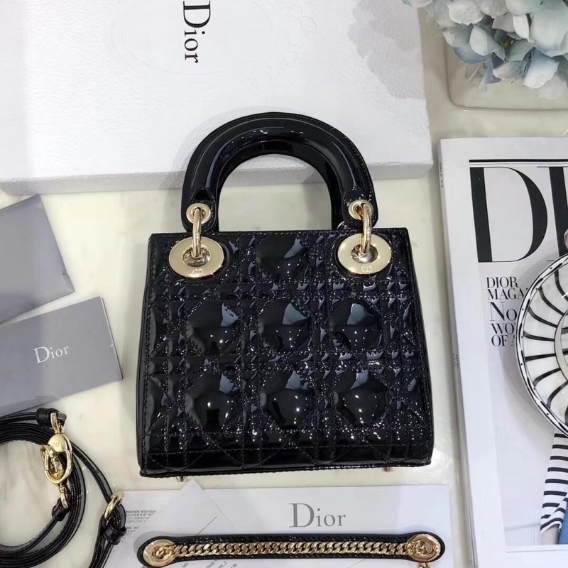 Christian Dior Patent Calfskin Mini Lady Dior Bag M0505