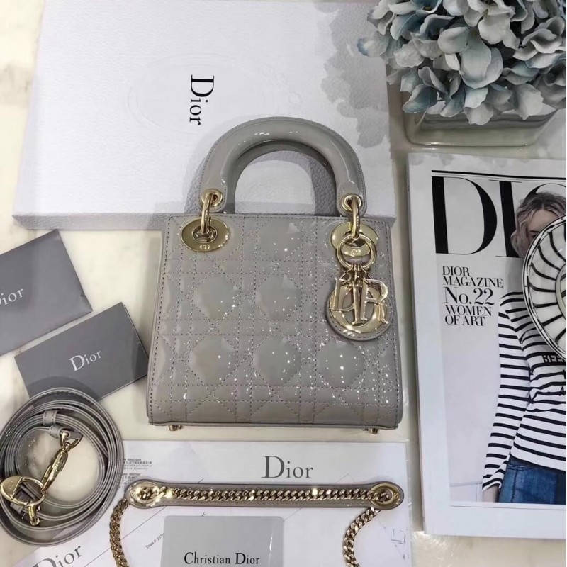 Christian Dior Patent Calfskin Mini Lady Dior Bag M0505