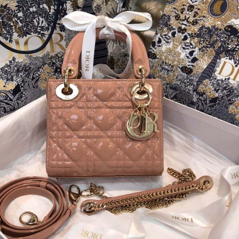 Christian Dior Patent Calfskin Mini Lady Dior Bag M0505