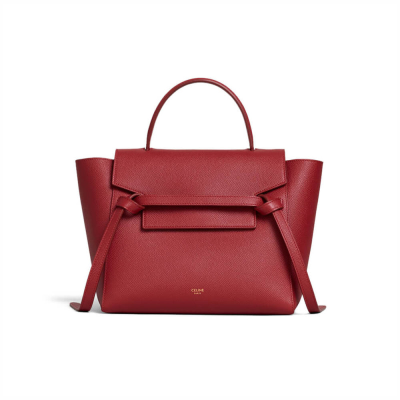 Celine Micro Belt Bag In Grained Calfskin 189153 Ruby