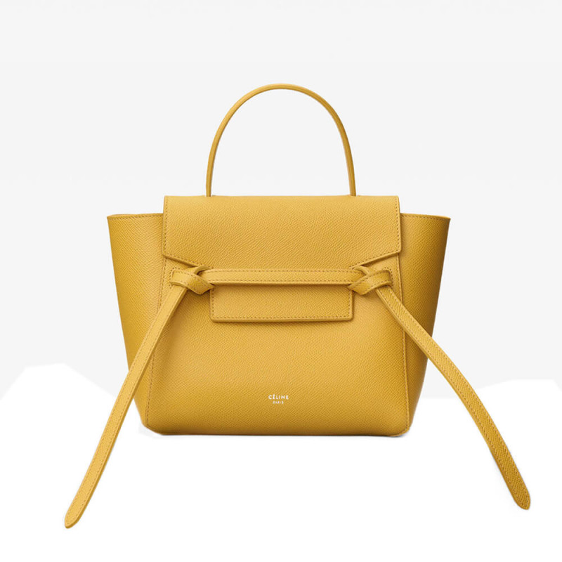 Celine Micro Belt Bag In Grained Calfskin 189153 Yellow