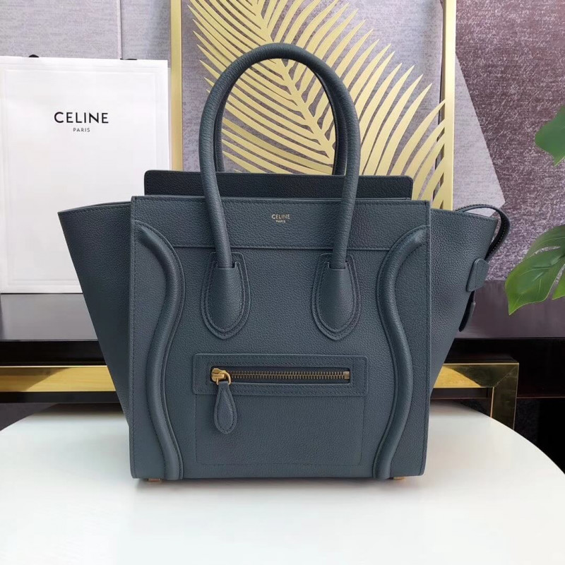 Celine Micro Luggage Handbag In Drummed Calfskin 189793