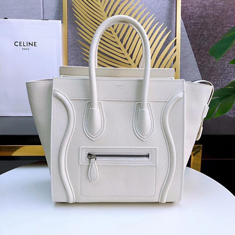 Celine Micro Luggage Handbag In Drummed Calfskin 189793