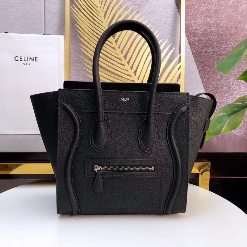 Celine Micro Luggage Handbag In Drummed Calfskin 189793